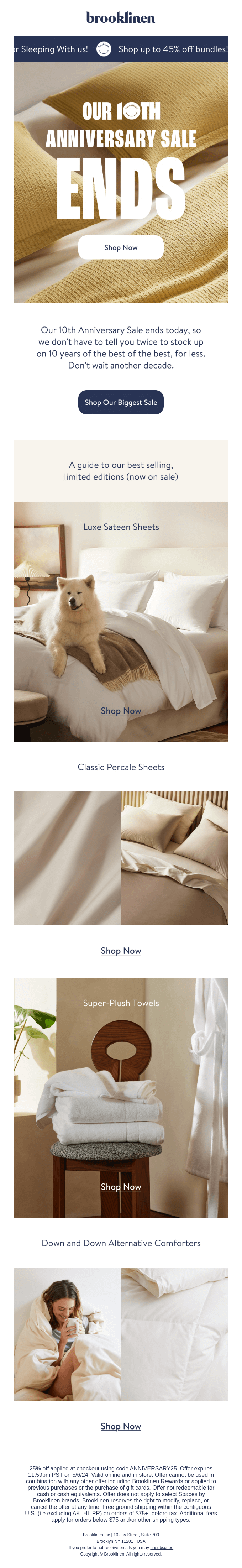 Brooklinen last-chance conversion campaign preview