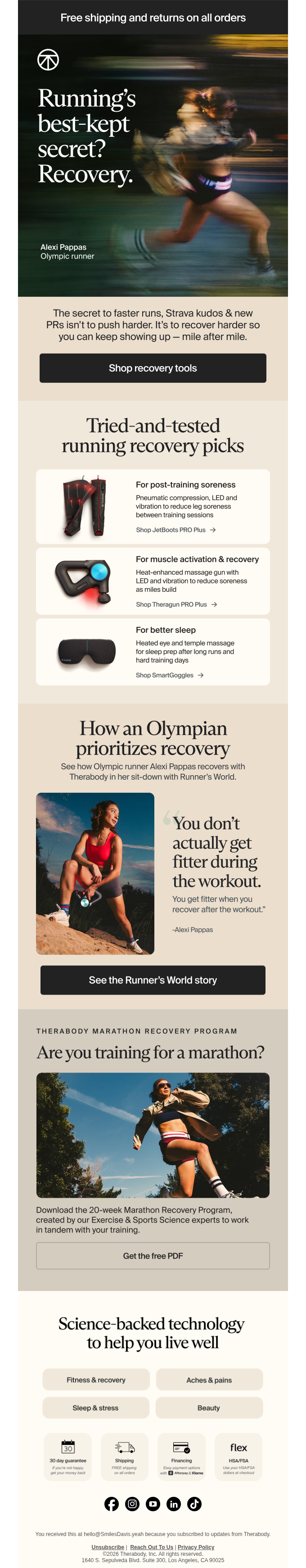 Therabody email snapshot