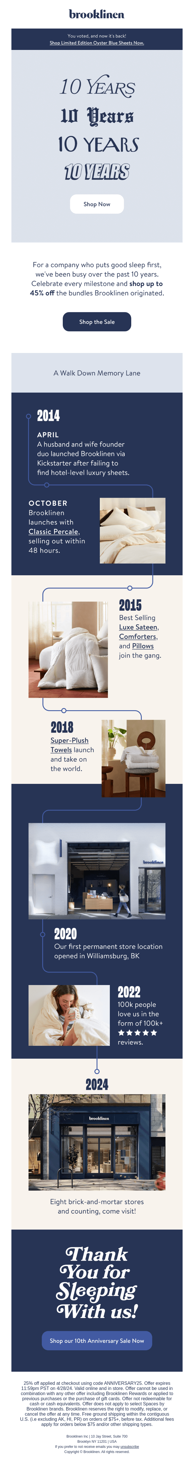 Brooklinen sale announcement campaign preview