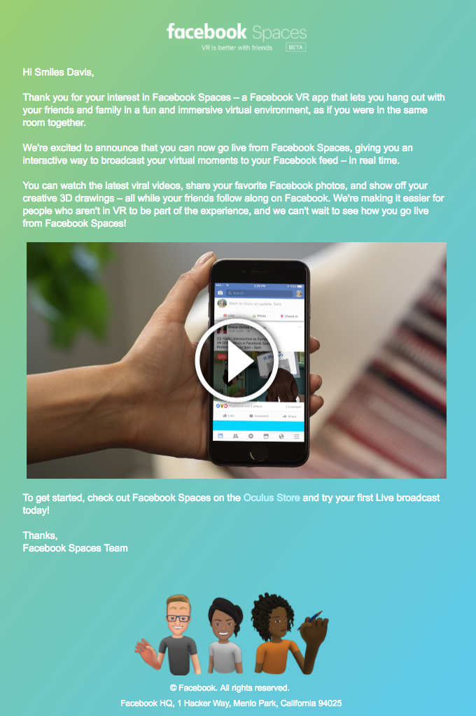 Facebook email reference snapshot