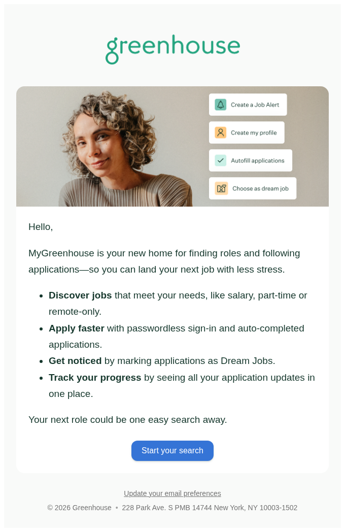 Greenhouse email snapshot