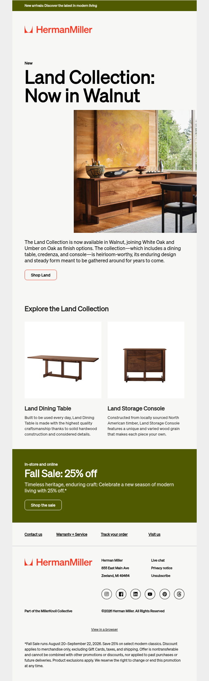 Herman Miller email snapshot