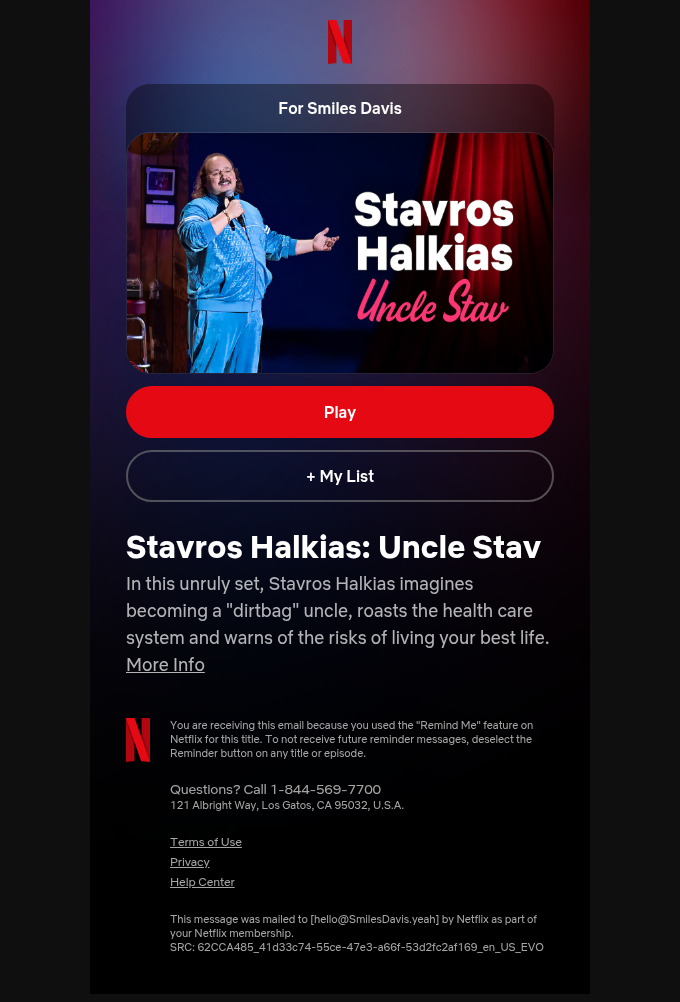 Netflix email reference snapshot