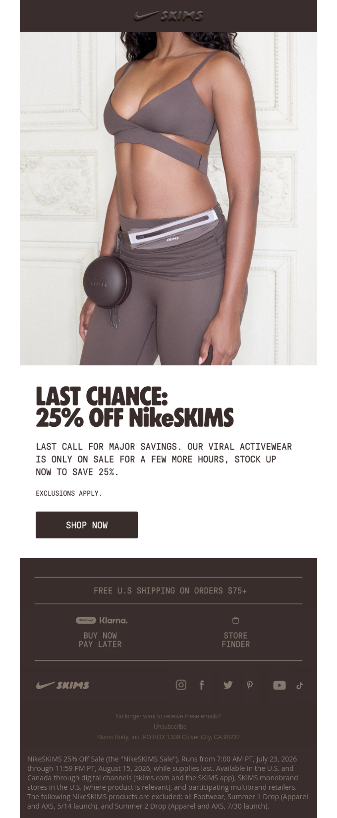 SKIMS email snapshot