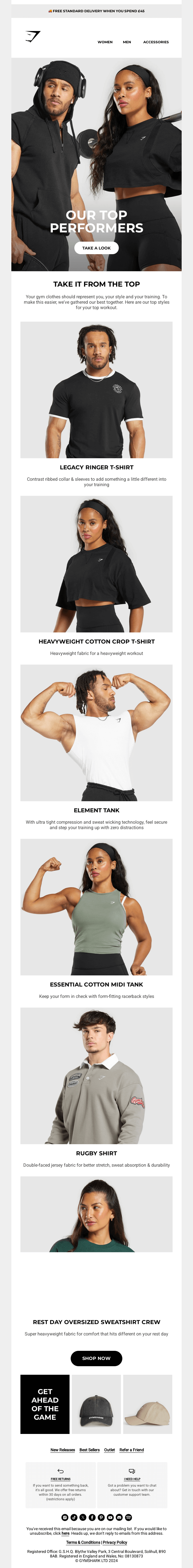 Gymshark product comparison campaign preview