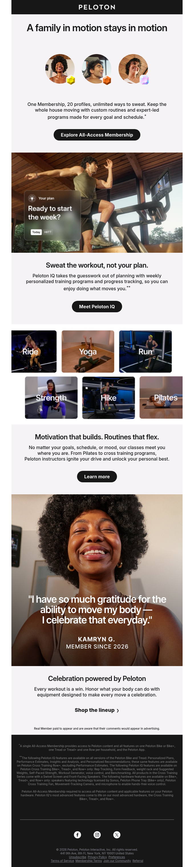 Peloton email snapshot