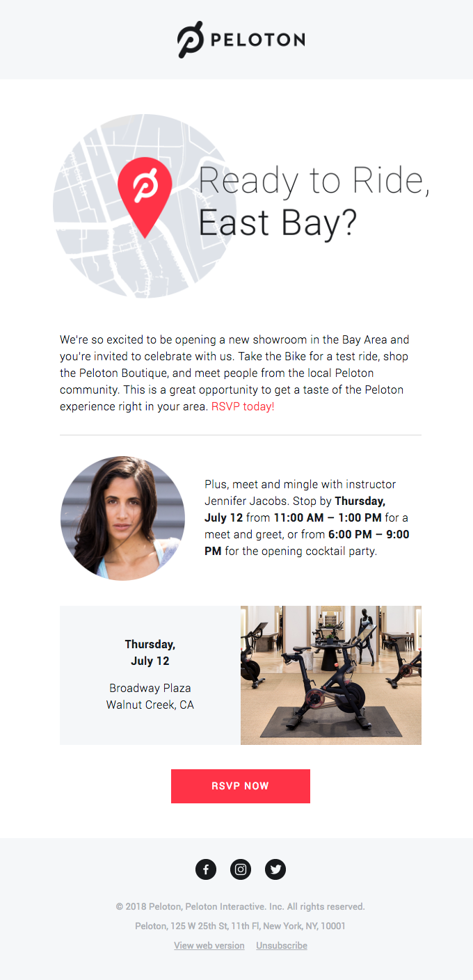 Peloton email snapshot