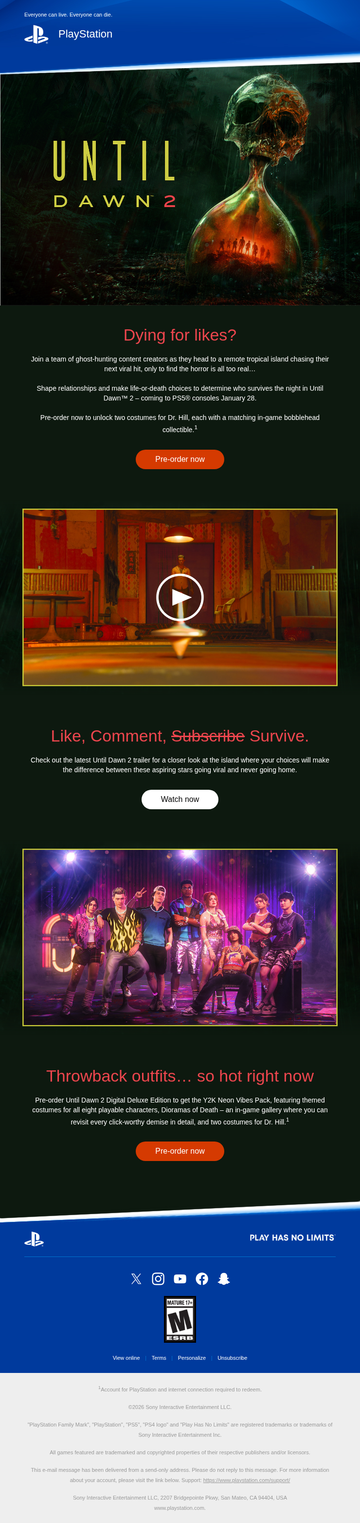 PlayStation email snapshot