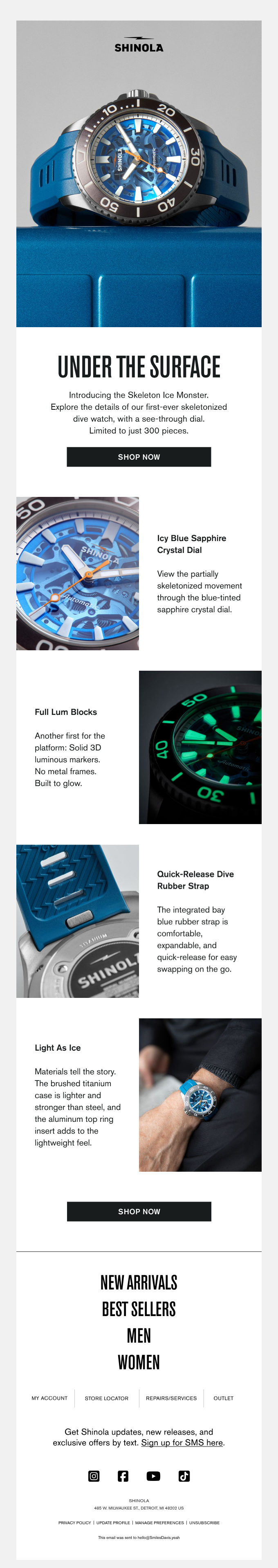 Shinola email snapshot