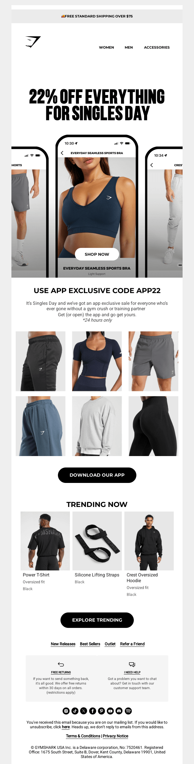 Gymshark app-first promotion campaign preview