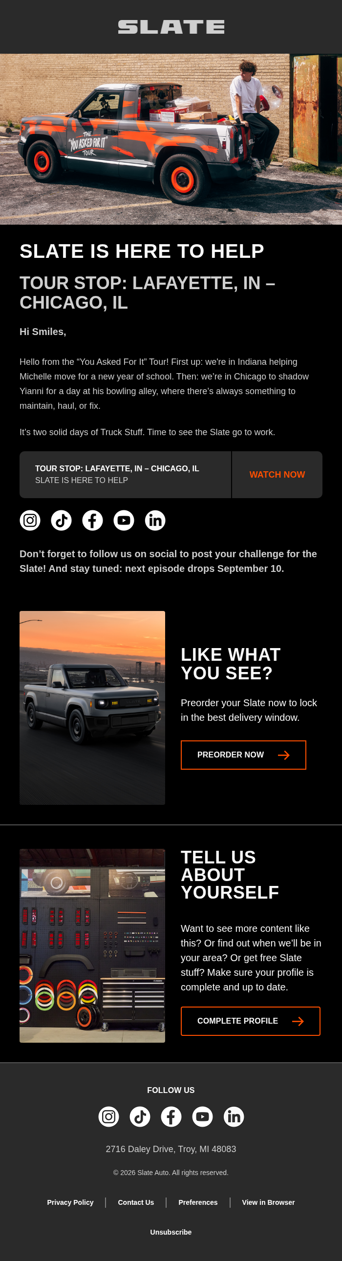 SLATE Auto email snapshot