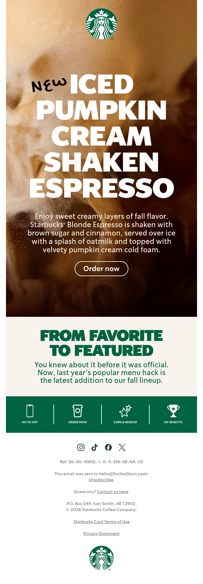 Starbucks email snapshot
