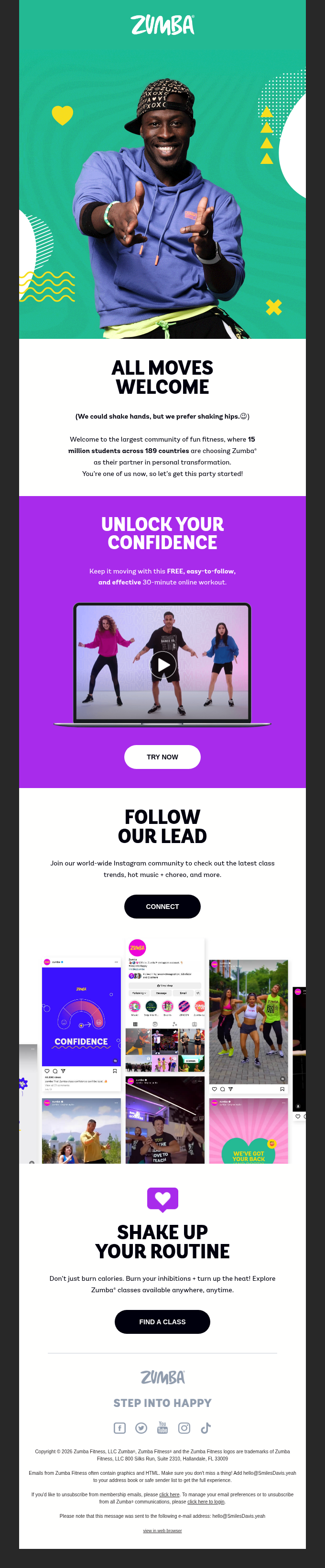 Zumba email snapshot