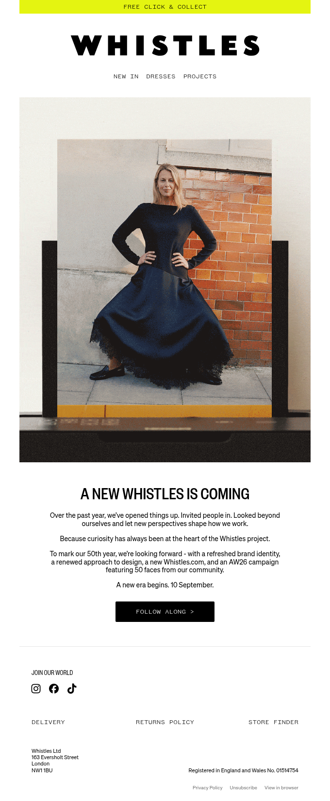 Whistles email snapshot
