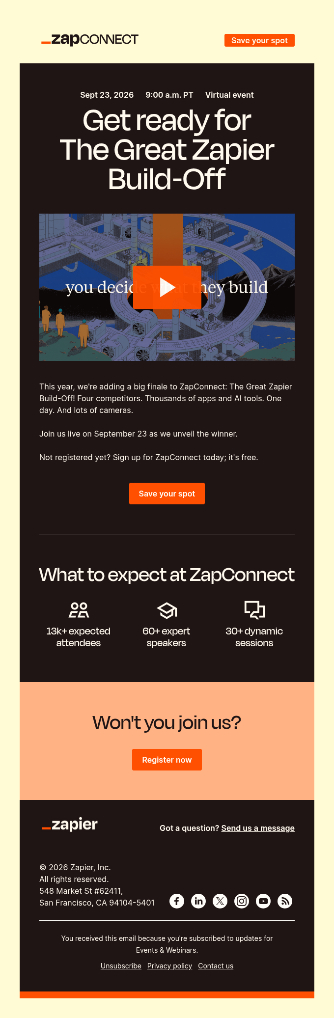 Zapier email snapshot